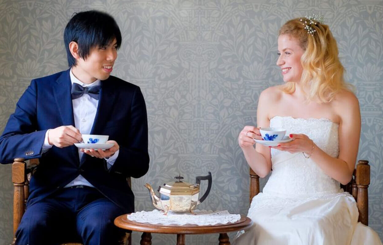 結婚式のウェディングフォトのティーセレモニー